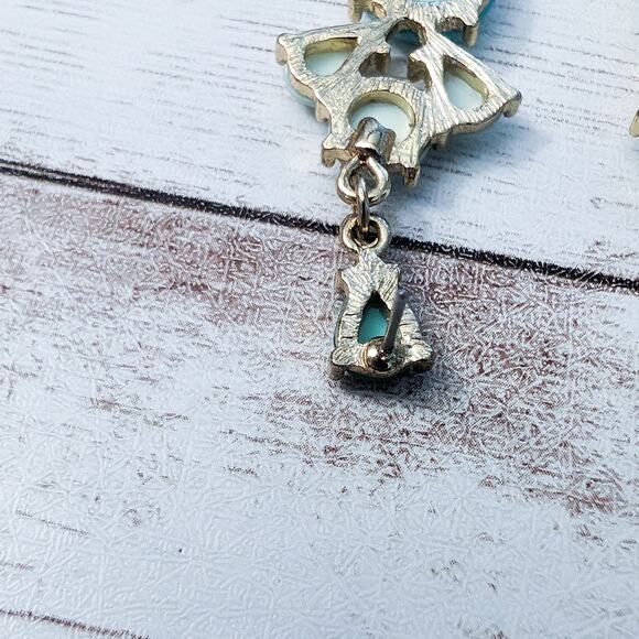 Vintage Earrings For Pierced Ears - Bluey Green Tones Dangle - Picture 5 of 10
